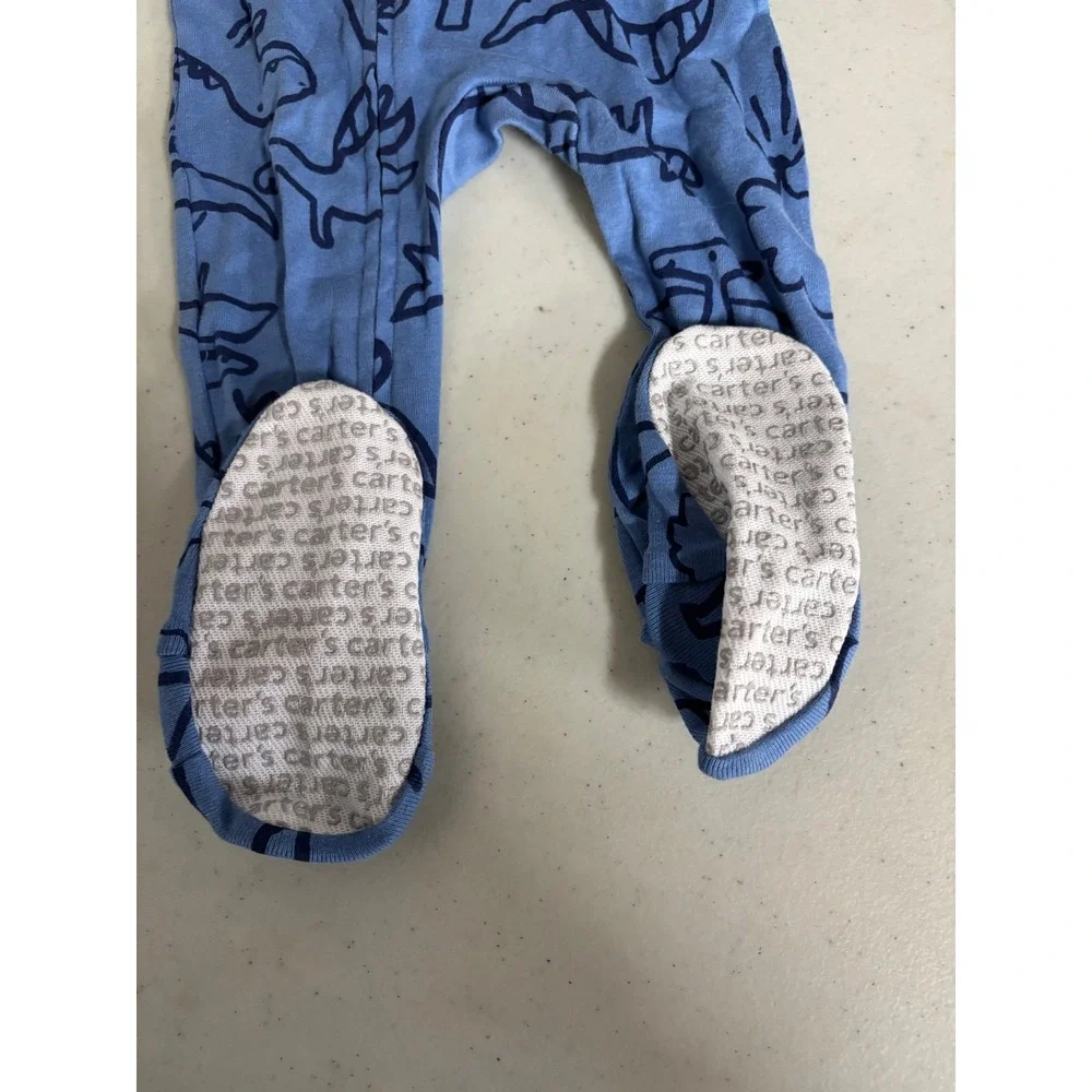 Carter's Blue Dinosaur Footed Pajamas Sleepsuit‎ 12 Months